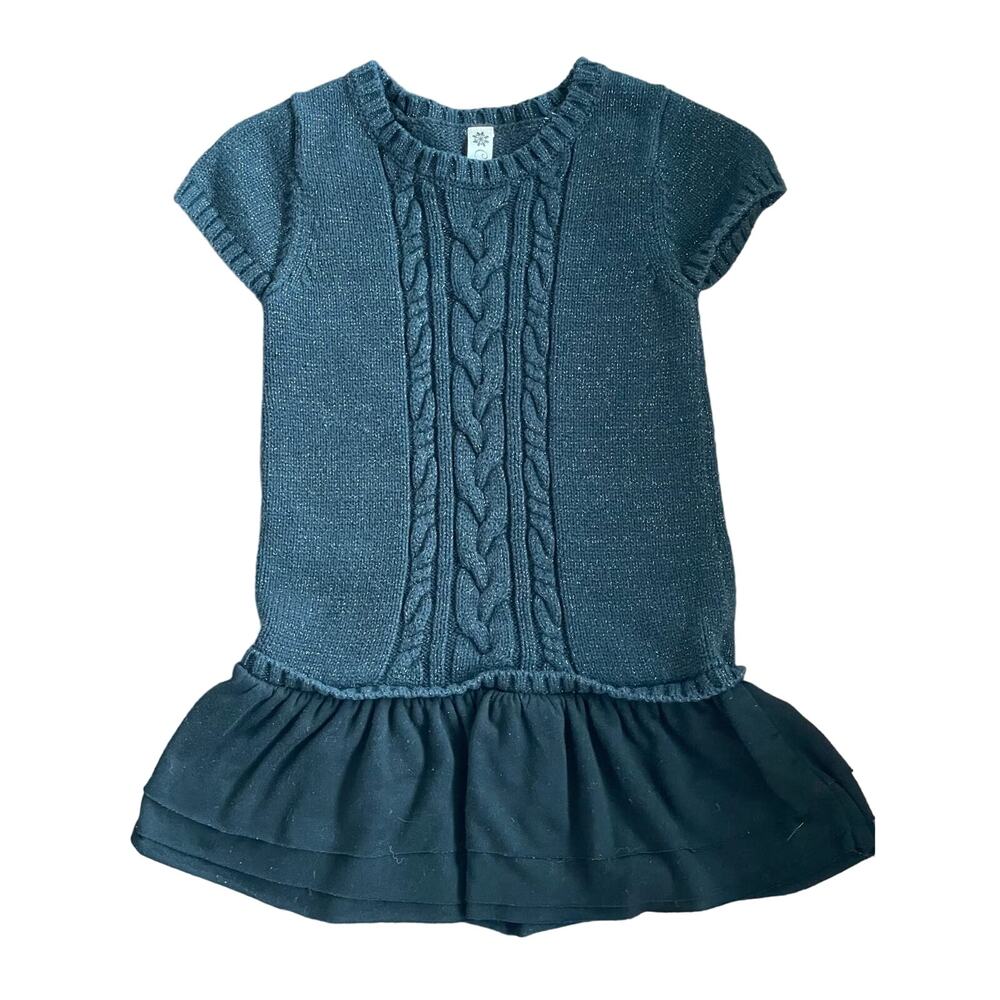 Cherokee girls Black metallic knit sweater dress 4T ruffles